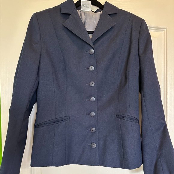 Vintage Wool Blazer Fitted Button Up Navy Size 12 - Picture 1 of 4